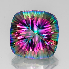 Quartzo místico multicolorido natural 15,26ct, almofada cortada, VVS-VS