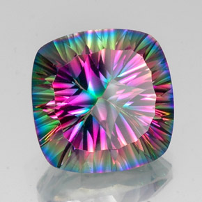 Quartzo místico multicolorido natural 15,26ct, almofada cortada, VVS-VS