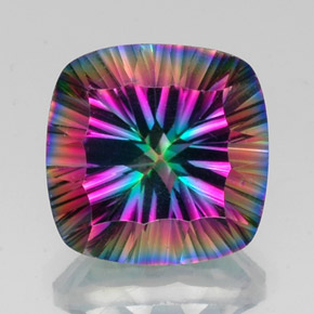 Quartzo Místico Top Rainbow Natural 15.59ct, Almofada cortada, VVS-VS