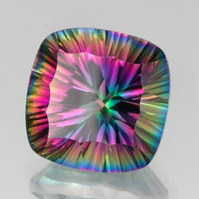 Quartzo Místico Top Rainbow Natural 15.59ct, Almofada cortada, VVS-VS