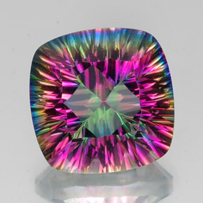 Quartzo místico multicolorido natural 15,31ct, almofada cortada, VVS-VS