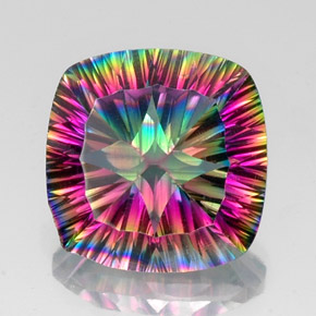 Quartzo Místico Top Rainbow Natural 13.33ct, Almofada cortada, VS