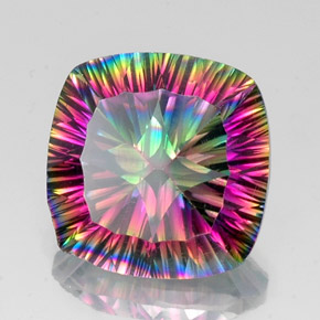 Quartzo Místico Top Rainbow Natural 13.33ct, Almofada cortada, VS