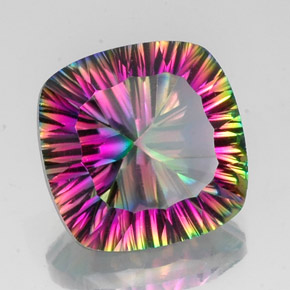 Quartzo Místico Top Rainbow Natural 14.54ct, Almofada cortada, VVS-VS