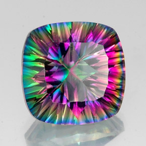 Quartzo Místico Top Rainbow Natural 15.34ct, Almofada cortada, VS