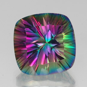 Quartzo místico multicolorido natural 17,28ct, almofada cortada, VVS-VS