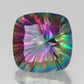 Quartzo místico multicolorido natural 17,28ct, almofada cortada, VVS-VS