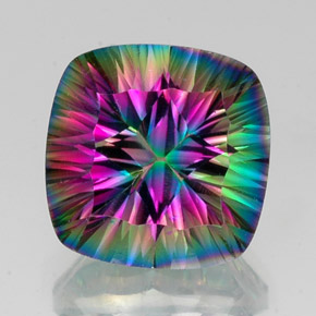 Quartzo Místico Top Rainbow Natural 16.29ct, Almofada cortada, VVS-VS