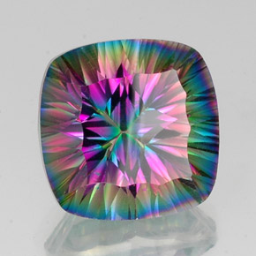 Quartzo Místico Top Rainbow Natural 16.29ct, Almofada cortada, VVS-VS