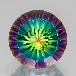 Quartzo místico multicolorido natural 10,84ct, corte redondo, VVS-VS