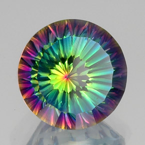 Quartzo místico multicolorido natural 10,84ct, corte redondo, VVS-VS