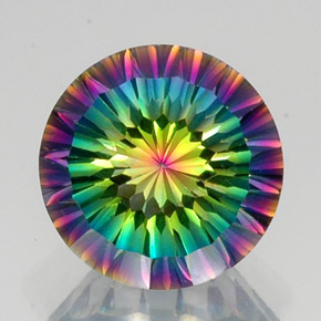 Quartzo místico multicolorido natural 9,54ct, corte redondo, VVS-VS