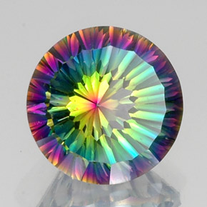 Quartzo místico multicolorido natural 9,54ct, corte redondo, VVS-VS