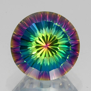 Quartzo místico multicolorido natural 10,52ct, corte redondo, VS