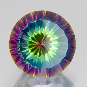 Quartzo místico multicolorido natural 10,52ct, corte redondo, VS
