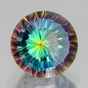 Quartzo místico multicolorido natural 10,43ct, corte redondo, VVS-VS