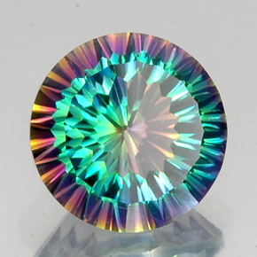 Quartzo místico multicolorido natural 9,66ct, corte redondo, VS