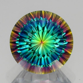 Quartzo místico multicolorido natural 10,43ct, corte redondo, VS