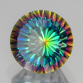 Quartzo místico multicolorido natural 10,43ct, corte redondo, VS