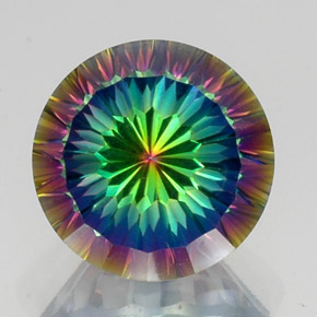 Quartzo místico multicolorido natural 10,16ct, corte redondo, VVS-VS