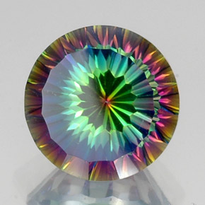 Quartzo místico multicolorido natural 10,16ct, corte redondo, VVS-VS