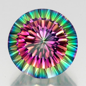 Quartzo místico multicolorido natural 12,39ct, corte redondo, VS