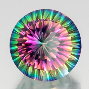 Quartzo místico multicolorido natural 12,39ct, corte redondo, VS