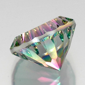Quartzo místico multicolorido natural 12,39ct, corte redondo, VS