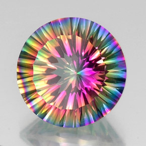 Quartzo místico multicolorido natural 10,70ct, corte redondo, VS
