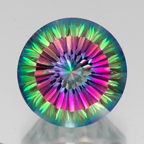 Quartzo místico multicolorido natural 12,29ct, corte redondo, VS