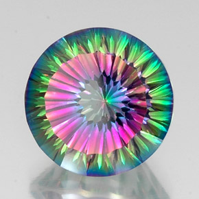 Quartzo místico multicolorido natural 12,29ct, corte redondo, VS