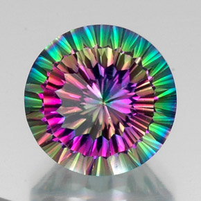 Quartzo místico multicolorido natural 12,06ct, corte redondo, VS