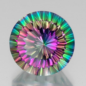 Quartzo místico multicolorido natural 12,06ct, corte redondo, VS