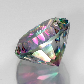 Quartzo místico multicolorido natural 12,06ct, corte redondo, VS