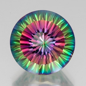Quartzo místico multicolorido natural 12,24ct, corte redondo, VVS-VS