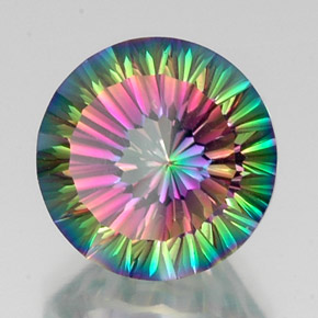 Quartzo místico multicolorido natural 12,24ct, corte redondo, VVS-VS