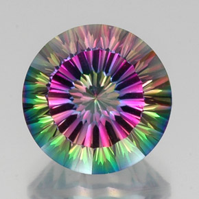 Quartzo místico multicolorido natural 12,24ct, corte redondo, VVS-VS