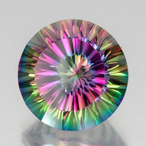 Quartzo místico multicolorido natural 12,24ct, corte redondo, VVS-VS