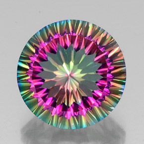 Quartzo místico multicolorido natural 12,20ct, corte redondo, VS