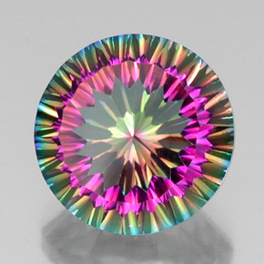 Quartzo místico multicolorido natural 12,20ct, corte redondo, VS