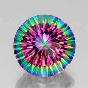 Quartzo místico multicolorido natural 11,42ct, corte redondo, VS
