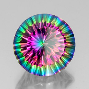 Quartzo místico multicolorido natural 11,42ct, corte redondo, VS