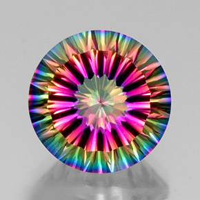 Quartzo místico multicolorido natural 11,36ct, corte redondo, VVS-VS