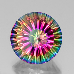 Quartzo místico multicolorido natural 11,36ct, corte redondo, VVS-VS