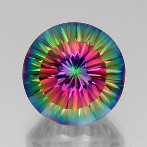 Quartzo místico multicolorido natural 12,43ct, corte redondo, VVS-VS