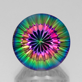 Quartzo místico multicolorido natural 12,34ct, corte redondo, VVS-VS