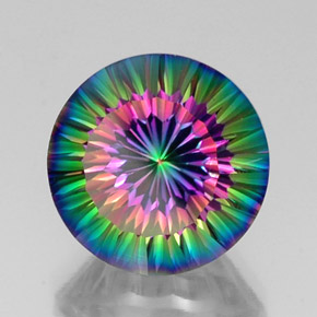Quartzo místico multicolorido natural 12,34ct, corte redondo, VVS-VS
