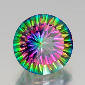 Quartzo místico multicolorido natural 11,95ct, corte redondo, VVS-VS