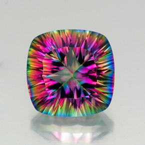 Quartzo místico multicolorido natural 15,54ct, almofada cortada, VVS