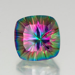 Quartzo Místico Top Rainbow Natural 17.64ct, Almofada cortada, VS